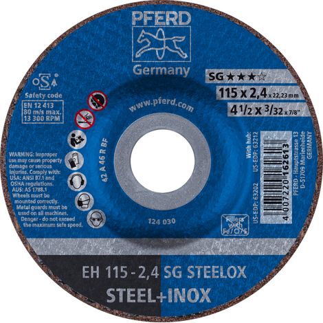 PFERD TOOLS Trennscheibe EH 115x2,4x22,23 mm gekröpft Leistungslinie SG STEELOX für Stahl/Edelstahl 25 Stk (1/4)