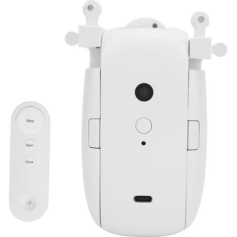 Ouvre-rideaux automatique silencieux, moteur de rideau intelligent rechargeable par USB-C avec télécommande, compatible avec tringles romaines, rails en T et en U. (1/5)