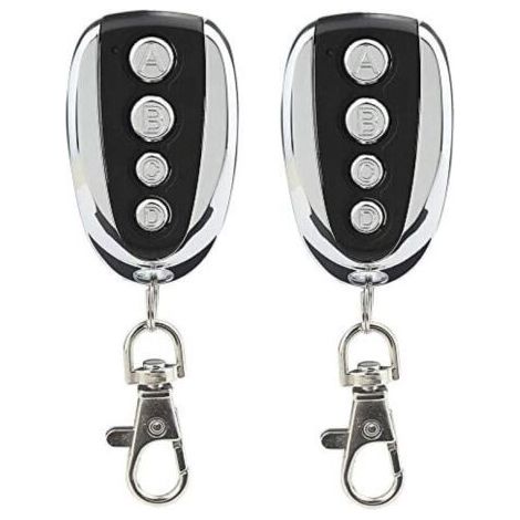 VURAHOME - 2 Télécommande de copie sans fil 433 MHz, 4 boutons, en métal, pour porte de garage, volet roulant - [Bouton ABCD] (1/5)