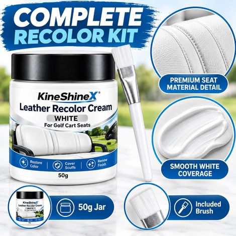 KineShineX Ausbesserungscreme für weiße Golfwagensitze, Lederpflegecreme zur Reparatur und Restaurierung, Creme zur Entfernung von Vergilbungen (1/4)