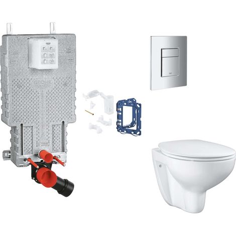 Grohe Uniset - Set bâti-support, cuvette, abattant SoftClose et plaque de déclenchement Skate Cosmopolitan et kit pour insertion de tablette, chrome SANI15BB2113 (1/2)