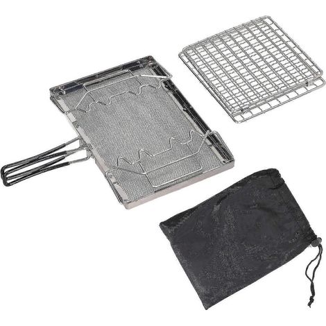 Grille-pain portable de camping, grille-pain pliable en acier inoxydable 304 pour réchaud de camping, idéal pour la randonnée, le camping et les pique-niques (conception compacte pour un rangement fac (1/5)