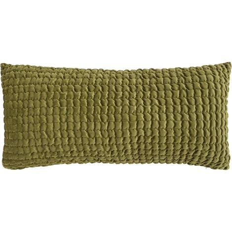 Coussin Déco en Velours 3D "Belli" 35x75cm Vert Kaki (1/4)
