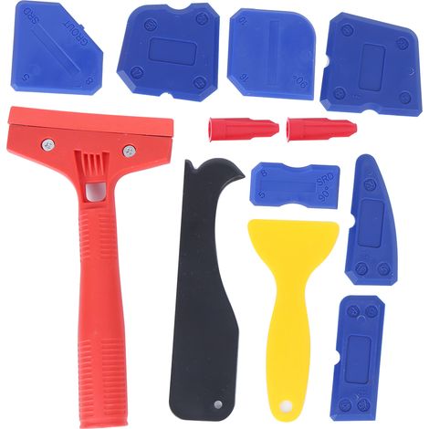 Kit de 13 pièces : kit de dépose de mastic plastique, spatule, grattoir à mastic, outils de ponçage fin pour colle à verre (1/5)