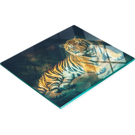 Dekoratives Schneide- und Servierbrett aus Glas „Tiger Cave“, 60 x 52 cm (1/5)