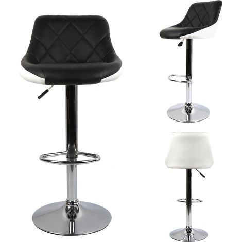 Aqrau Tabouret de bar cuillère arrière noire et blanche (1/5)