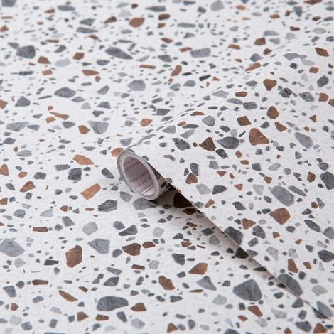 papier adhésif pour meuble effet pierre Terrazzo -- pour cuisine, porte, table - décoration revêtement peint stickers collant - 60 cm x 5 m