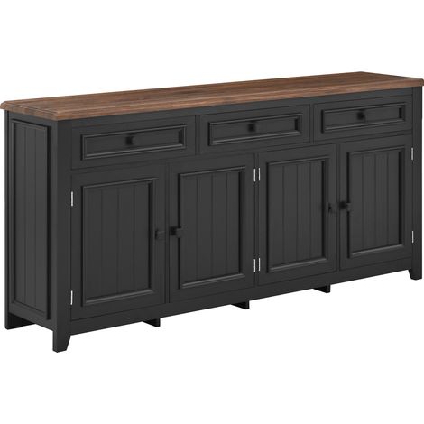 Buffet moderne en MDF noir 160x35x76 cm avec grand espace de rangement (1/5)