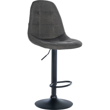 Taburete de bar Elmore de tela Gris oscuro Metal negro mate