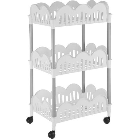 Weißer Trolley mit 3 Körben 40x30x68 cm