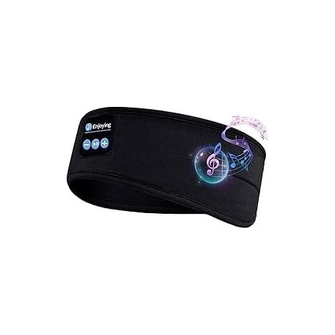 Bandeau Ecouteurs Casque de Sommeil Masque Nuit Sommeil  Casque Anti Bruit Adulte pour Dormeurs Latéraux, Musique Sport Running, Micro appels USB Rechargeable Lavable, Noir (1/5)