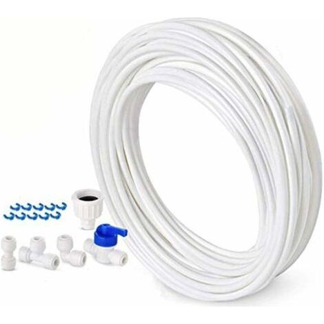 Manguera de suministro de agua de 10 m - Kit de conexión para frigoríficos de doble puerta de estilo europeo - 6,3 mm de diámetro (1/4)