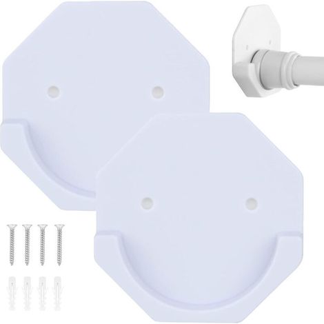 Bardusch-Support de tringle de douche, support de rideau à tension adhésive, cache-embout pour tringle adhésive, support de suspension à vis, adapté à l'installation dans une armoire de salle de bain, (1/5)