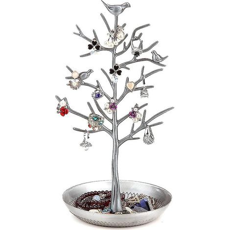 Porte-bagues, porte-bijoux arbre à bijoux, présentoir à colliers et boucles d'oreilles, motif oiseau moderne et mignon, cadeau (1/5)
