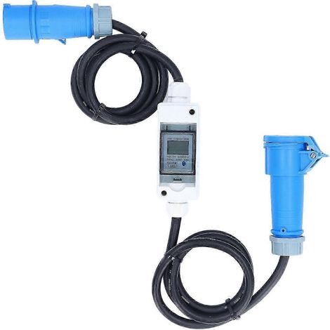 Prise CEE 3 broches 220-250 V CA 16 A avec compteur numérique LCD 220 V pour camping-car. (1/4)