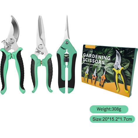 Lot de Sécateurs de Taille Acier Inoxydable pour Bonsai Arbres Fruitiers et Jardinage Coupe de Branches Compatible Durable Vert (1/5)