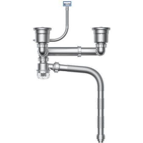 FITLAB-Siphon d'évier de cuisine à 2 rainures, kit de tuyau de vidange d'évier de cuisine, tuyau réglable, prévention des odeurs et des déversements (1/4)