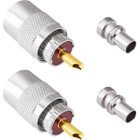 PL259 Lot de 2 connecteurs coaxiaux UHF males à souder avec réducteurs 50 Ohm pour RG58, RG59, RG8, RG8x, RG213, RG142, LMR195, LMR400, cable coaxial, antenne radio amateur (1/3)