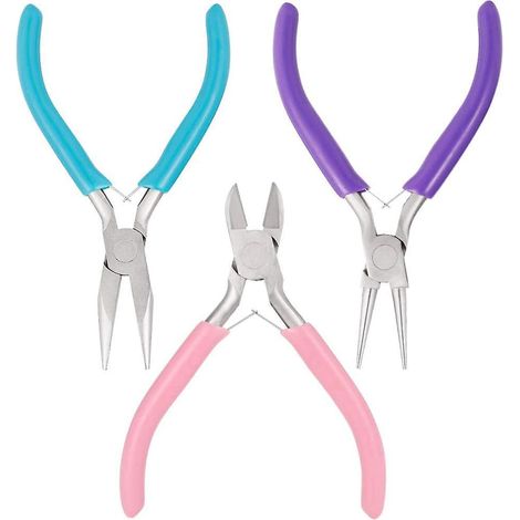 3 Pinces Bijoux, Pince Trousse Outils De Fabrication De Bijoux, Pinces Becs Aiguilles, Pinces Bec Long, Pinces Becs De Chane, Coupe-fil (1/5)