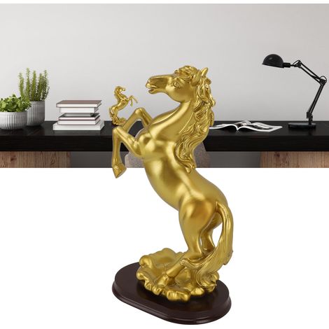 Goldene Pferdestatue aus Kunstharz – Einzigartige Tierfigur für Weinschrank oder Büro (1/5)