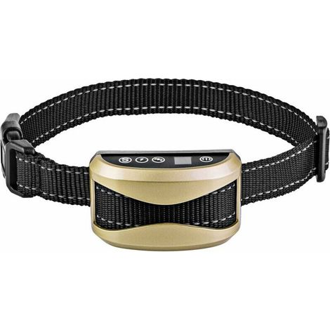 Collier Anti Aboiement Chien,Collier de Dressage avec Son/Vibration/Choc Modes,Rechargeable et étanche pour Petits,Moyens et Grands Chiens-Golden (1/4)