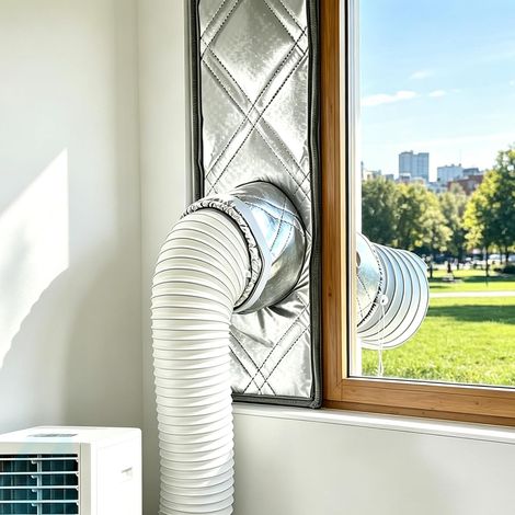 Guarnizione per porta scorrevole da 180 cm per condizionatore portatile Blocco aria calda, alluminio a 3 strati, cotone, tessuto Oxford, per finestre scorrevoli orizzontali e verticali, manicotto mig (1/5)