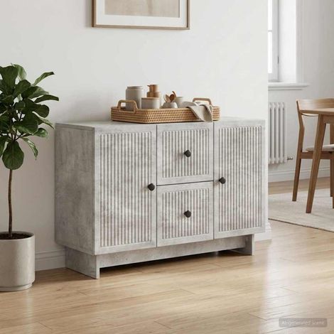 Buffet gris béton avec 2 tiroirs et 2 portes, bois d’ingénierie, 89 x 34,5 x 60 cm - PANGIVO (1/5)