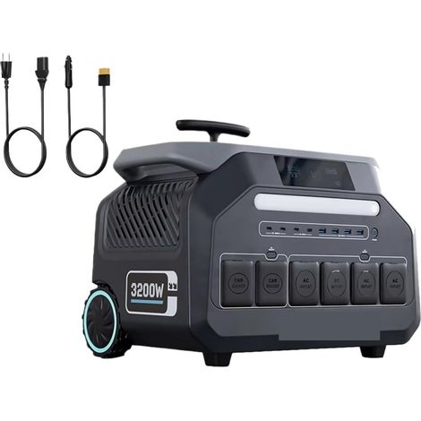 Centrale Électrique Portable P3200 3200W (sortie Maximale De 6400W), Batterie D'autonomie 2048wh, Chariot Sortie AC V For Camping-Car Et Van Recharge Ultra Rapide (1/5)