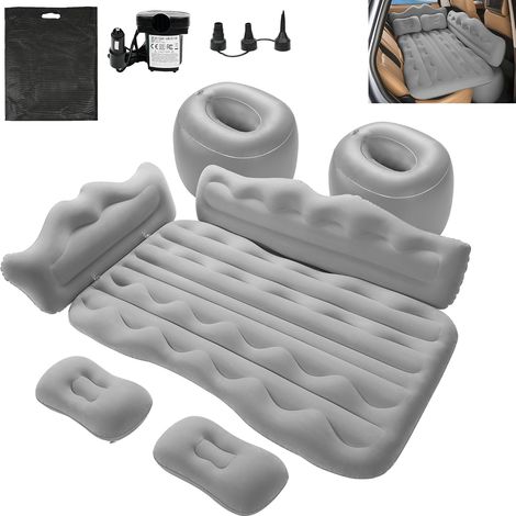 Materasso gonfiabile per auto, sedile posteriore, letto da viaggio spesso per SUV universali con pompa dell'aria, cuscini, tappetino di riparazione, stile piastra posteriore grigia portatile (1/5)