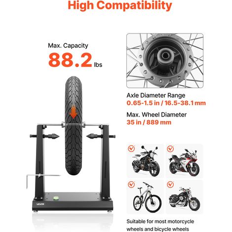 Équilibreuse de Roue de Moto Manuelle Charge 40 kg (1/5)