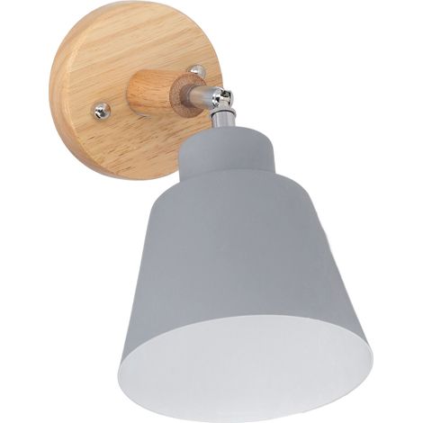 Dekorative graue Wandleuchte aus Holz, moderner minimalistischer Stil, mit Schalter und 100-240V-Stecker (europäischer Stecker), ideal für eine Bar oder ein Spielzimmer. (1/5)