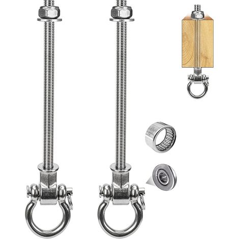 Lot de 2 Crochets de Balançoire M10 pour Poutres en Bois, Supports de Suspension 280mm en Acier Inoxydable avec Roulements, pour Hamac, Chaise Suspendue, Béton, Sac de Boxe, Yoga (1/5)