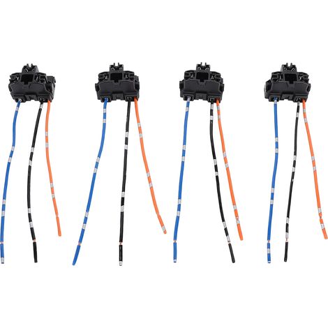Faisceau de câbles de prise de phare H4 9003 HB2, 4 pièces, fil de prise DC12 à 24V pour ampoule halogène à tête femelle.