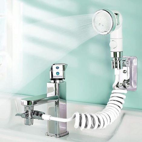 Pommeau de Douche Lavabo,Tuyau Télescopique Douchette pour Bidet Pomme de Douche évier Mural,Pommeau de Douche Economie deau Parfait pour Laver les Cheveux ou Nettoyer le Lavabo (1/4)