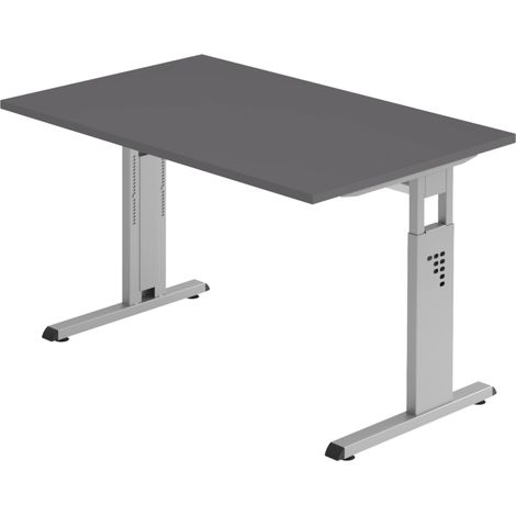 bümö Schreibtisch Serie-O Rechteck: 120 x 80 cm Graphit Silber (1/5)