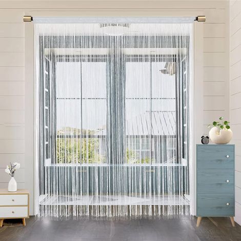 String Porte Rideau décorations de fenêtre diviseur de pièce décorations de Chambre Rideau Simple pour fenêtre 200x200cm Blanc (1/5)