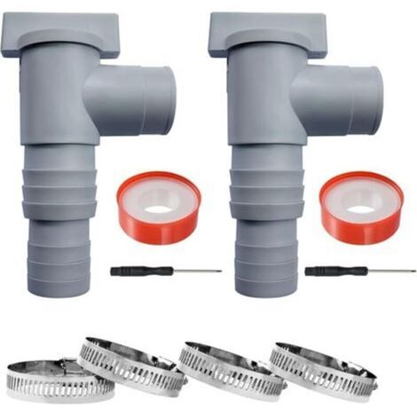 Swimming Pool Shut-off Valve with 32mm 38mm Hose Connection, Swimming Pool Shut-off Valve with 2 Replacement Hose Clamps, Double Split Hose Valve Plunger Swimming Pool Accessories (2 Pieces) (1/5)