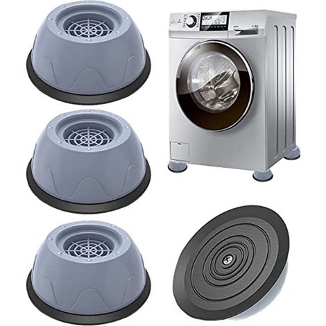 Amortisseurs de vibrations pour machines à laver, rehausseurs pour machines à laver (4 pièces), amortisseurs de vibrations, silencieux, patins antidérapants, tapis anti-vibrations pour machines à lave (1/5)