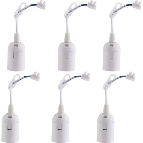 6 Pcs Douille Ampoule Plafond E27 à Visser de Chantier, Base Plafonnier Culot E27, Support de Lampe Plafonnier a Encastrer, pour Ampoules à Incandescence, Lampes Halogènes(Blanc) (1/5)