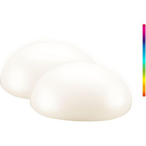 GOOBAY Lampes de jardin solaires LED, 24 cm, Pierre, Taille M, RGBW, 2 pièces (1/5)