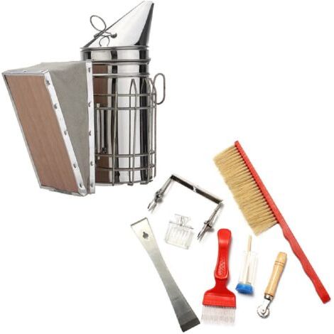 Fournitures pour apiculture 8 pièces Kit outils pour apiculture Apiculture Accessoires - Bee maintien, outil grattoir en acier inoxydable, couteau de coupe pour miel à aiguille, clip King Cage (1/5)