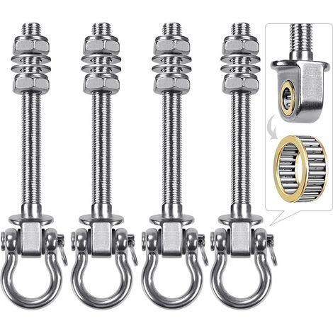 4pcs Crochet de Hamac, 17.5cm Accroche de Balançoire Fixation Fauteuil Suspendu de 180 Pivot Ensemble Plafond Poutre Chaise de Yoga Sac de Frappe Materiel de Suspension, 1500lbs (1/5)