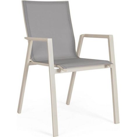 Sedia da giardino Bolzano Kastor 56x61,5 cm, color crema, in alluminio. (1/5)