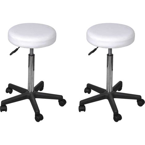 Lot de 2 Tabourets de bureau Tabourets de travail Tabourets ergonomique Blanc 35,5x98 cm Similicuir 68411 (1/5)