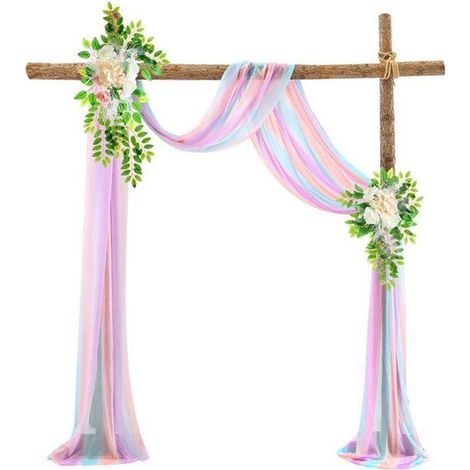 Treillis fin pour mariage, 75 x 550 cm, avec rubans, pour la décoration