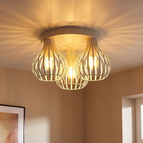 Lampada da soffitto, lampada da soggiorno a 3 luci, E14, beige, metallo, H 16,5 cm (1/5)