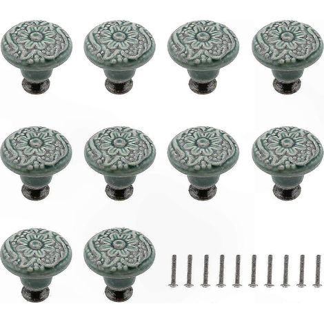 Poignées en céramique pour meubles, lot de 10 boutons décoratifs de tiroir et placard, avec visserie incluse (1/5)
