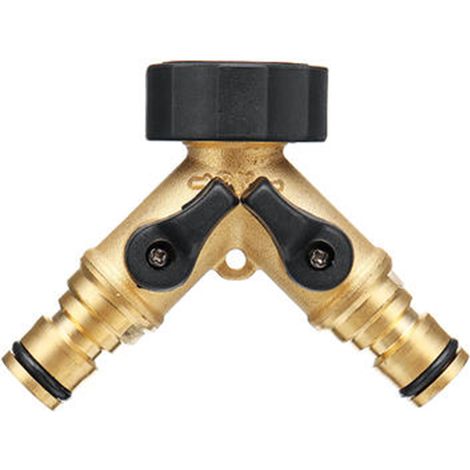 Adaptateur Y 2 voies tuyau arrosage connecteur rapide robinet laiton, partage eau étanche, pression max