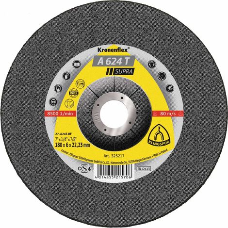 Klingspor A 624 T Schruppscheiben, 180 x 6 x 22,23 mm, gekröpft (1/2)