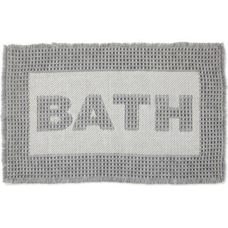 Tapis de Bain Gaufré Gris et Blanc 43x61cm, Ultra-Douce, Absorbant, Antidérapant, Lavable en Machine, pour Salle de Bain et Cuisine (1/5)